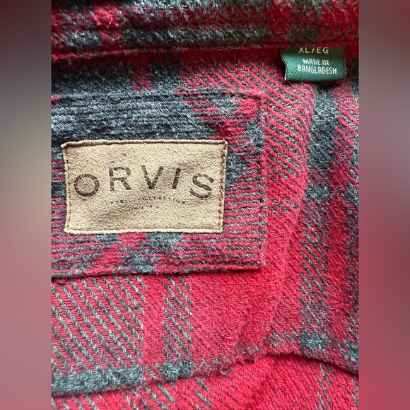 Orvis Big Bear Heavyweight Flannel Shirt XL – Red/Gray Plaid - Picture 5 of 7